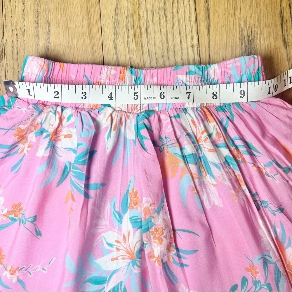 Osh Kosh B’Gosh Girls’ Pink Floral Pull On Midi Skirt Size 7